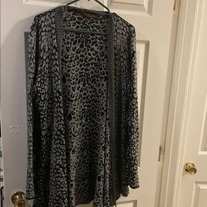 Bellini XL Black and Gray Leopard Print Cardigan